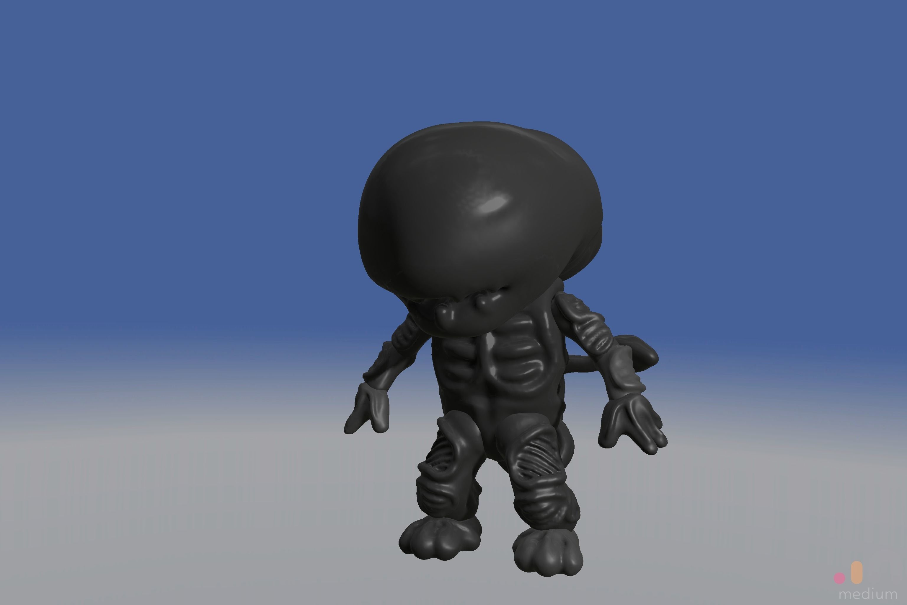 Xenomorph Alien Baby   Posable 3D model_9