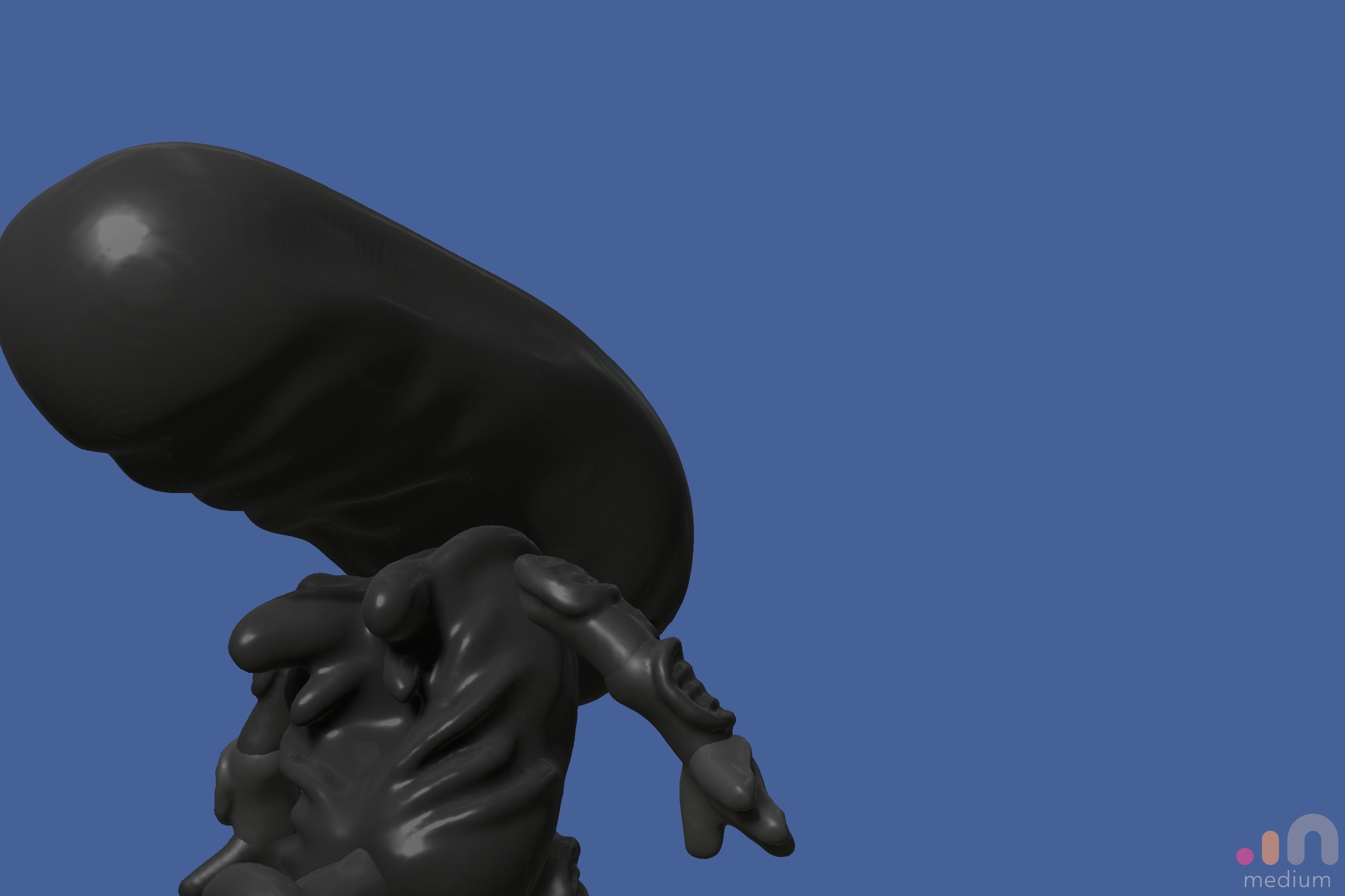 Xenomorph Alien Baby   Posable 3D model_30
