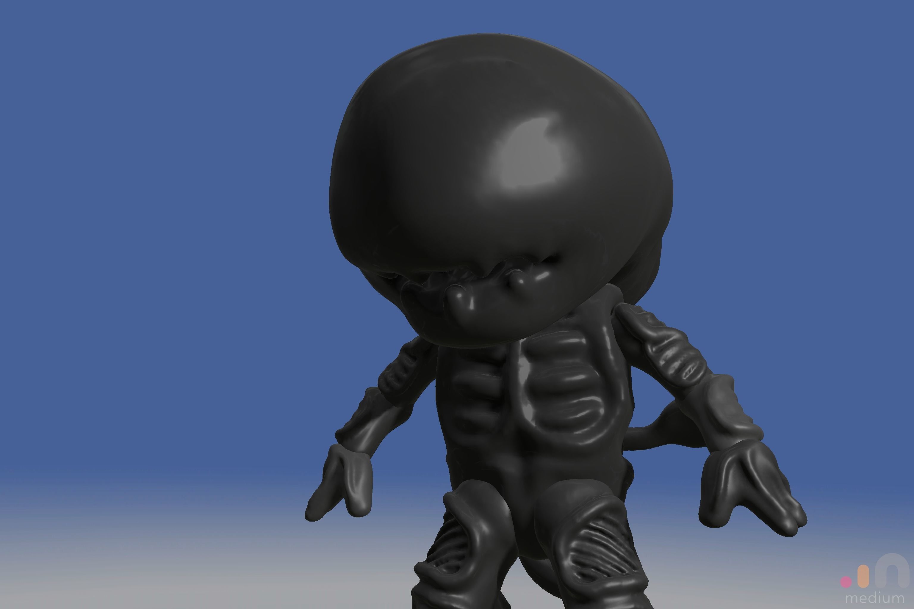 Xenomorph Alien Baby   Posable 3D model_12