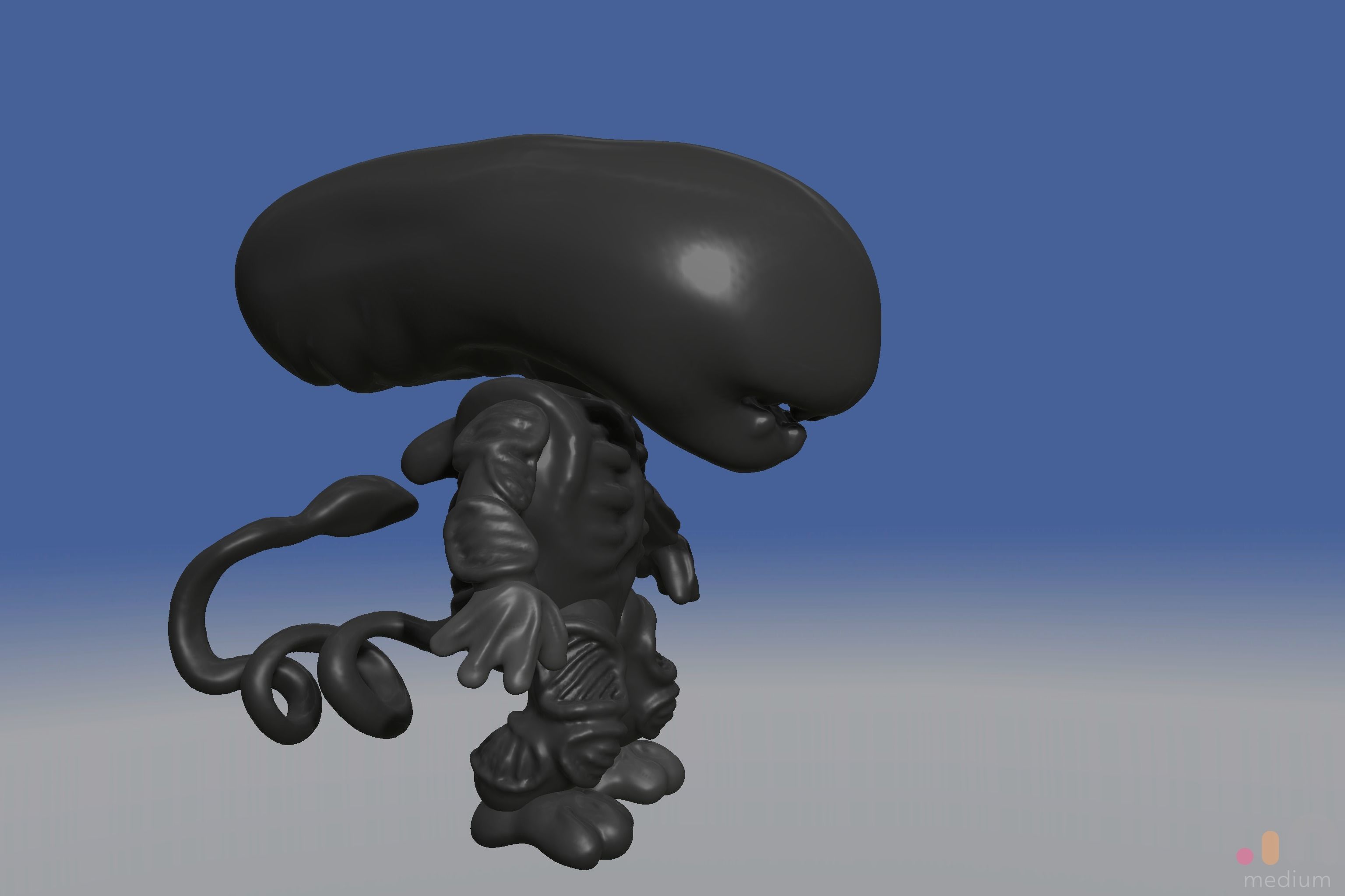 Xenomorph Alien Baby   Posable 3D model_3
