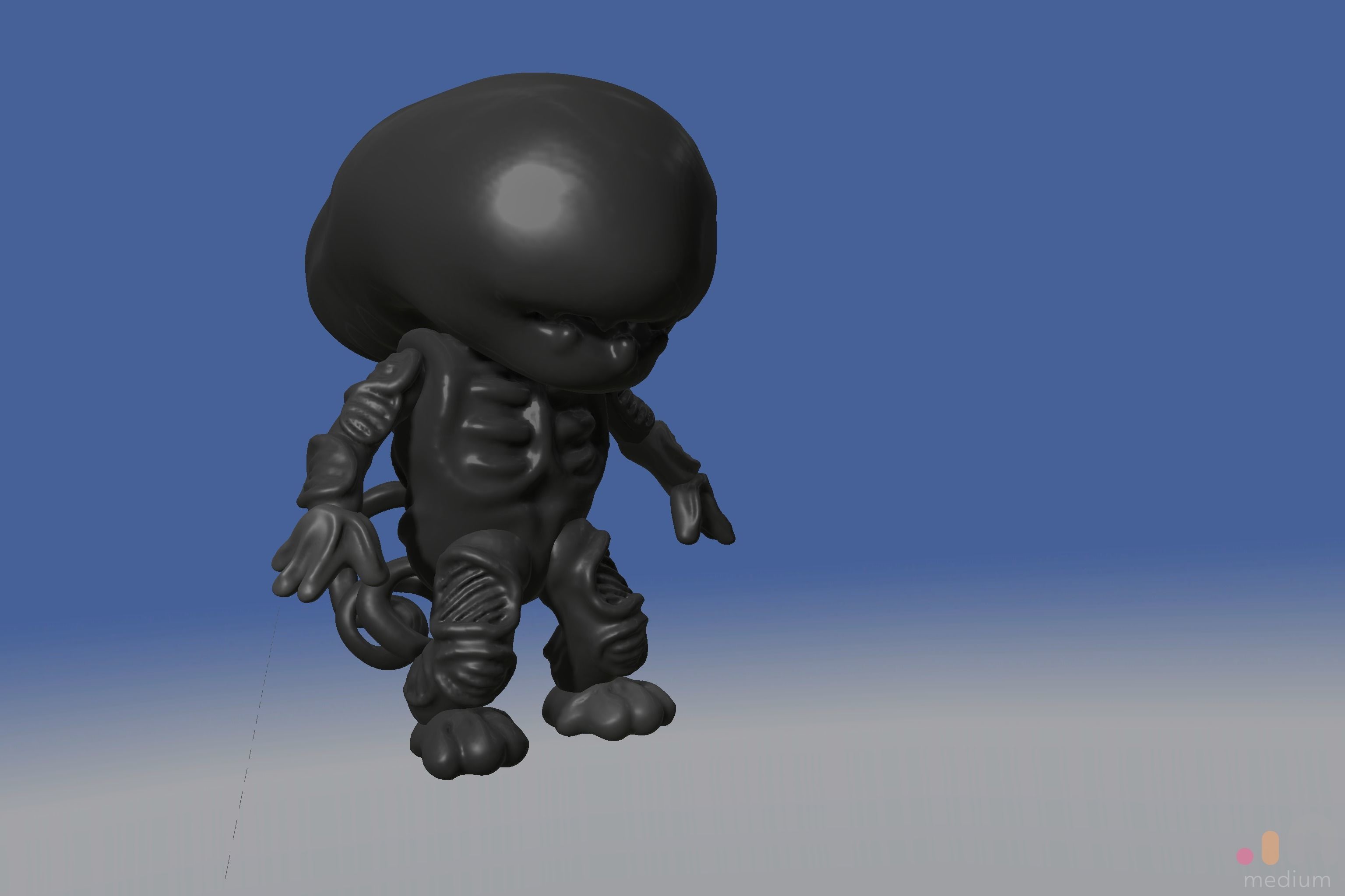 Xenomorph Alien Baby   Posable 3D model_4