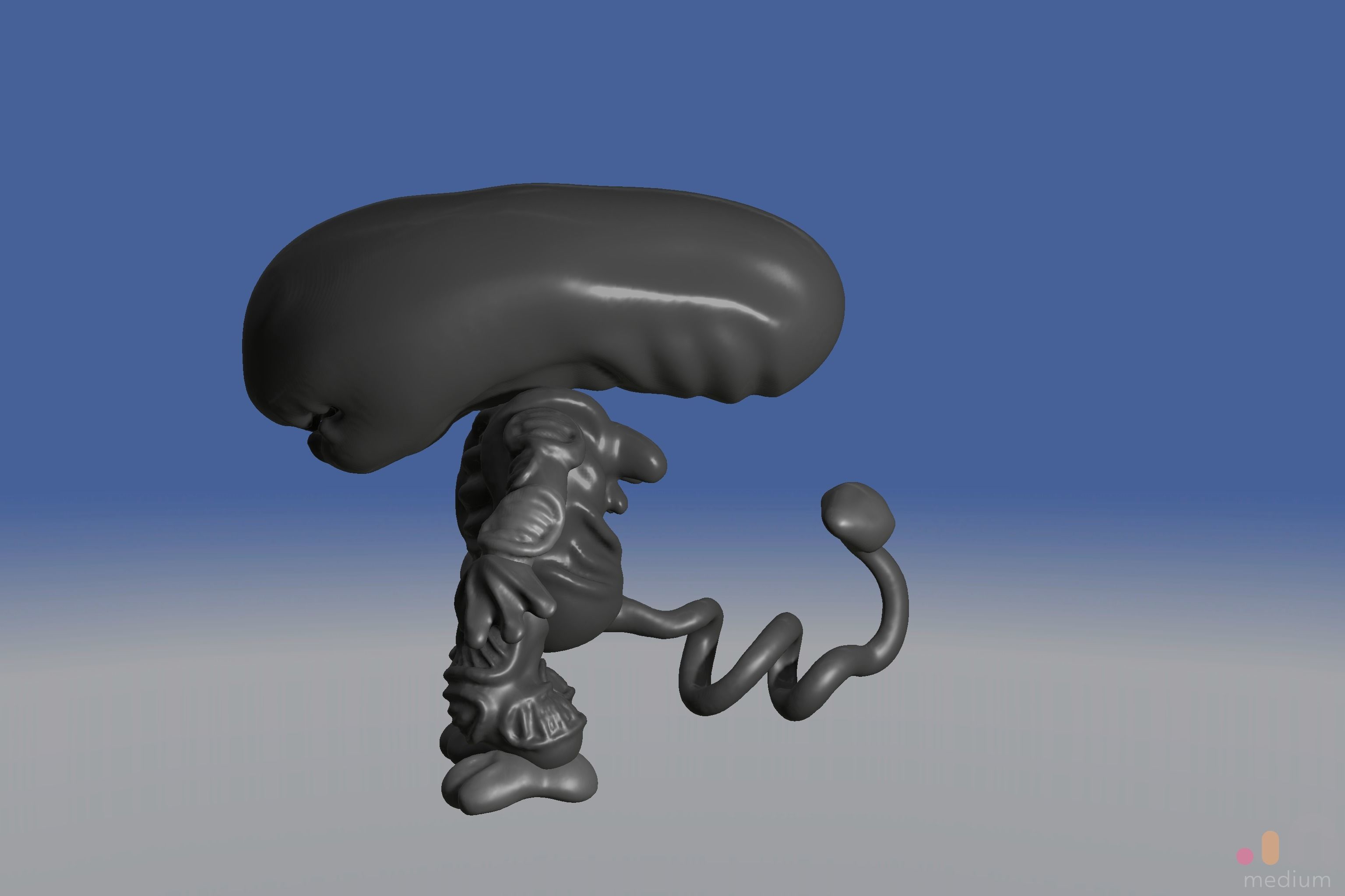 Xenomorph Alien Baby   Posable 3D model_2