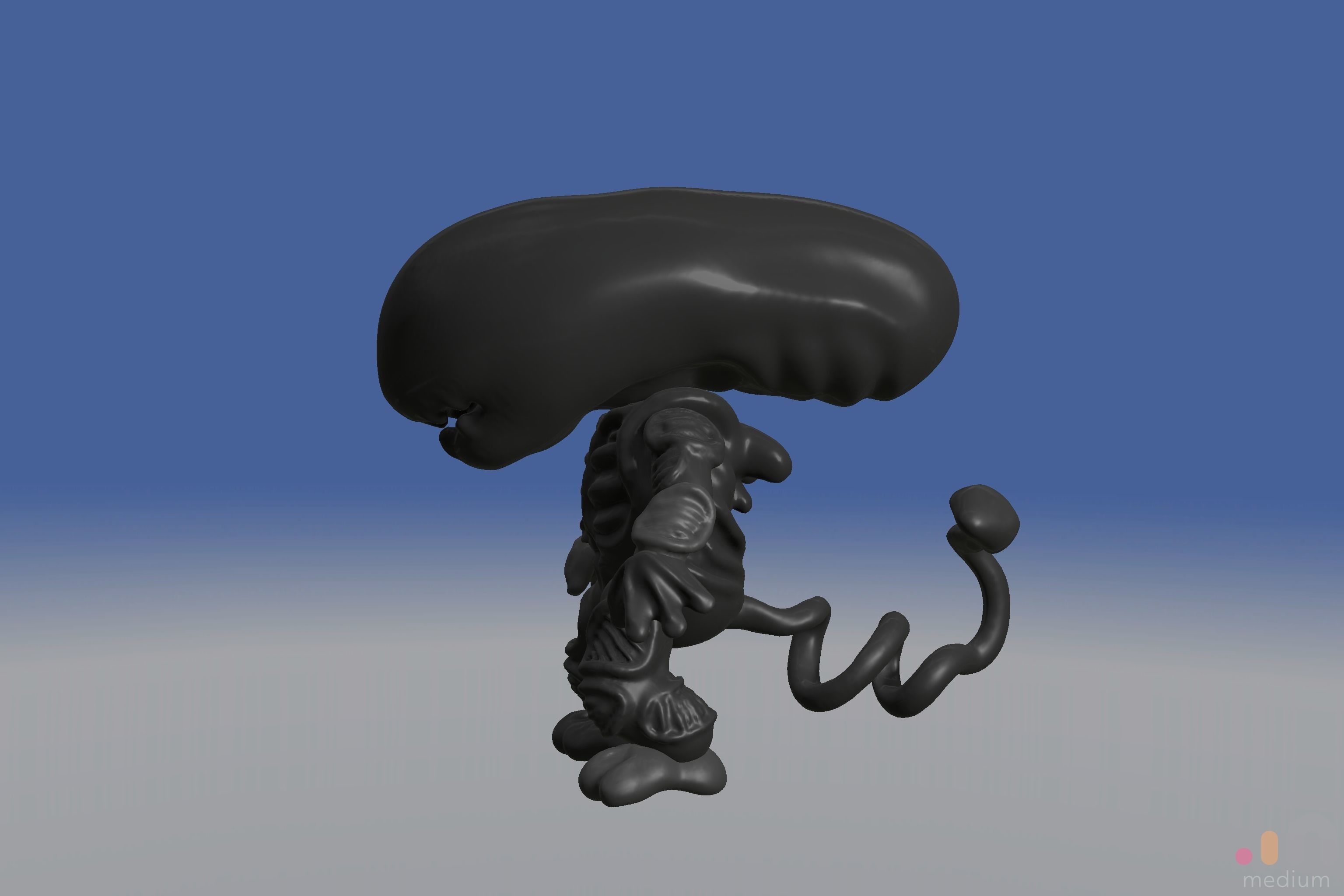 Xenomorph Alien Baby   Posable 3D model_10