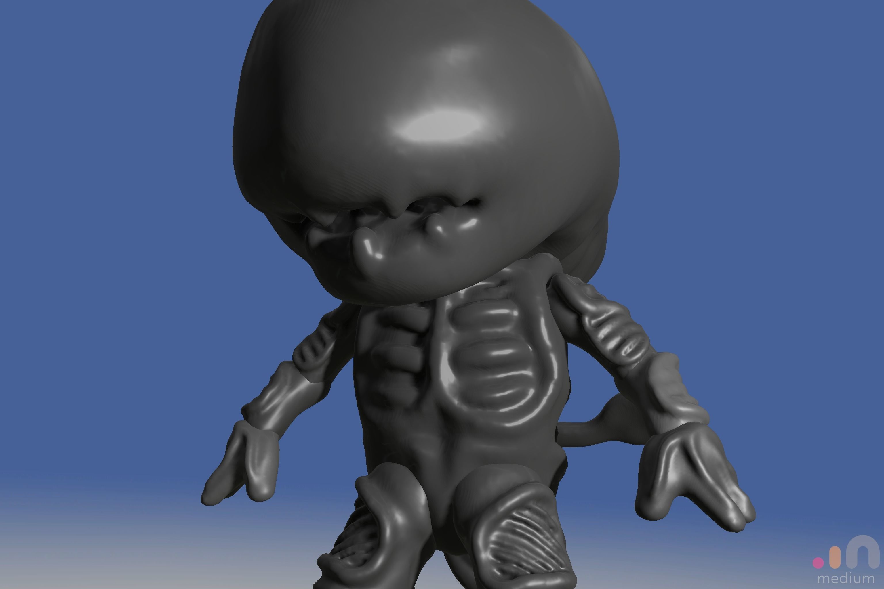Xenomorph Alien Baby   Posable 3D model_33