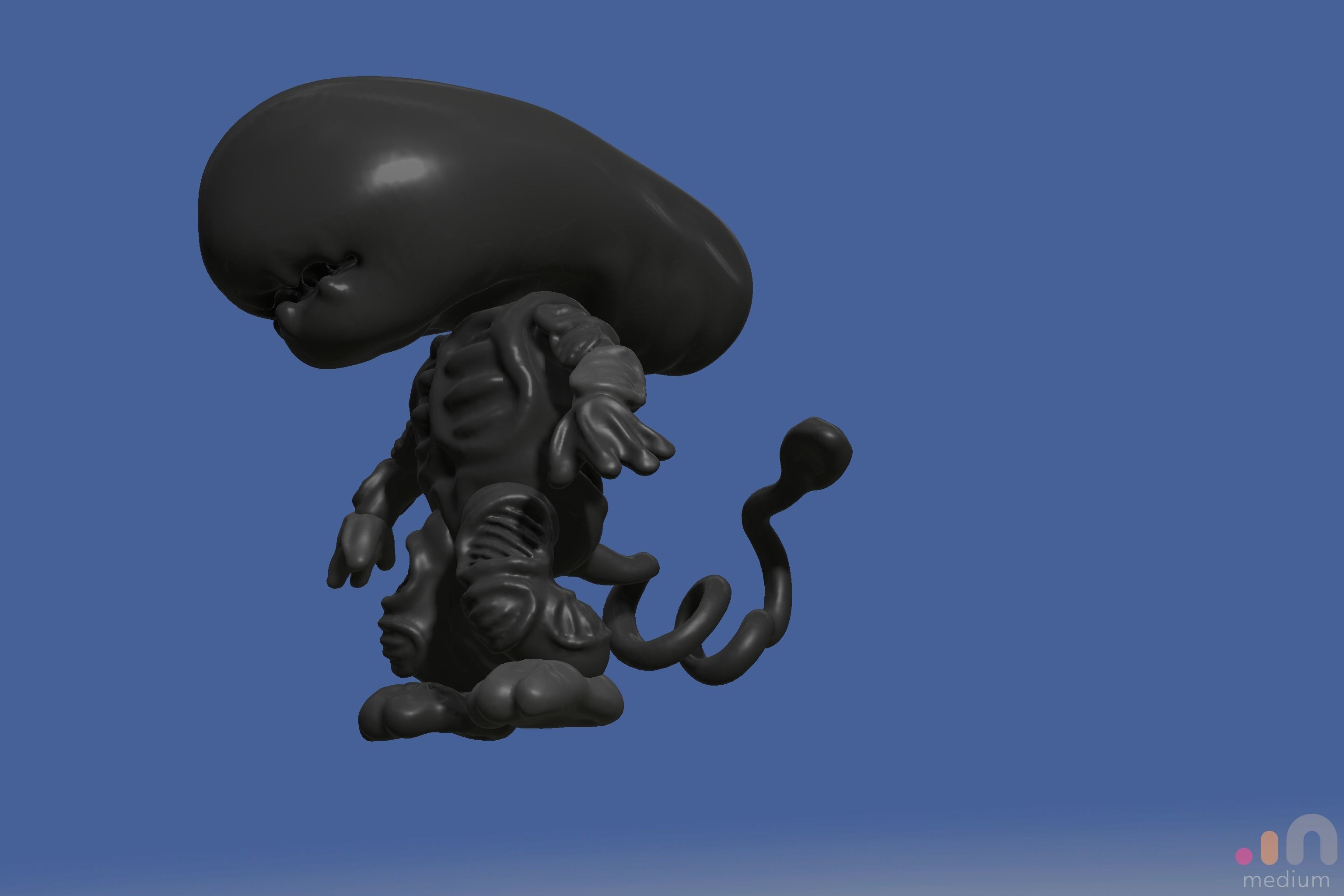 Xenomorph Alien Baby   Posable 3D model_23