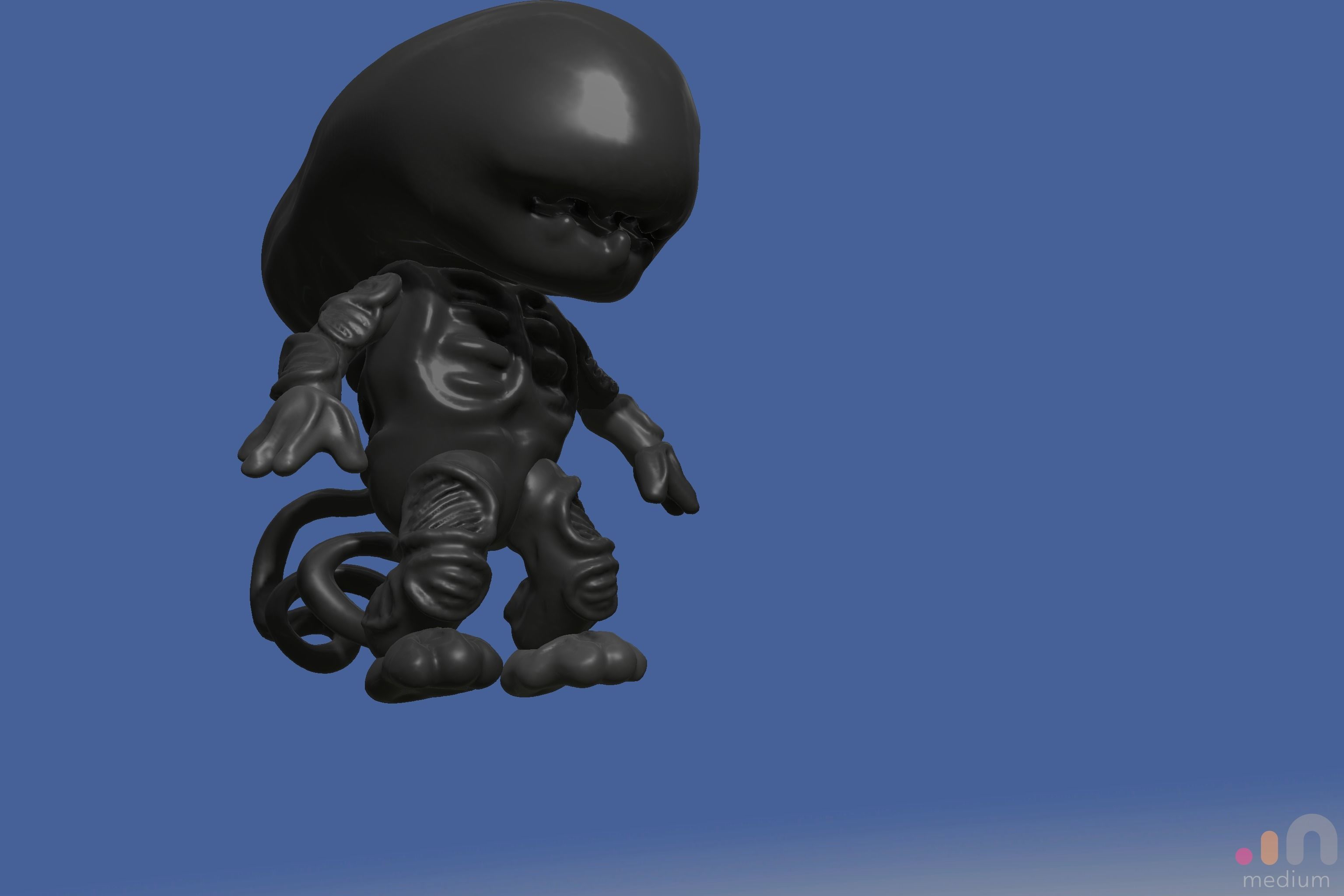 Xenomorph Alien Baby   Posable 3D model_26