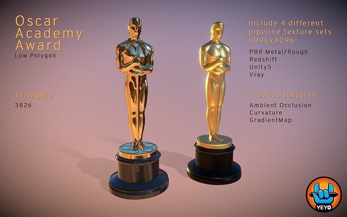 Oscar Academy Award - PBR Game Ready  Oscars Low-poly 3D model