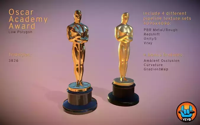 Oscar Academy Award - PBR Game Ready  Oscars