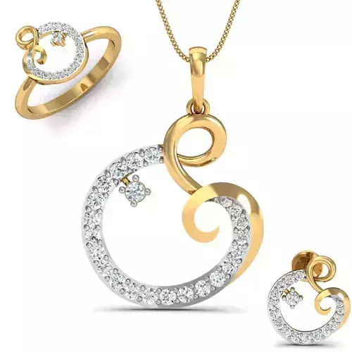 Women ring earrings pendant 3dm stl render detail 3D print model