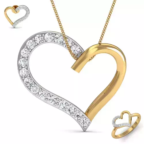 Women ring earrings pendant 3dm stl render detail 3D print model