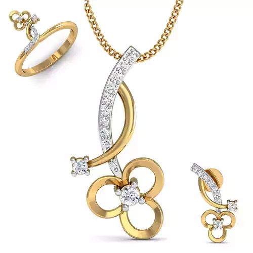 Women ring earrings pendant 3dm stl render detail 3D print model