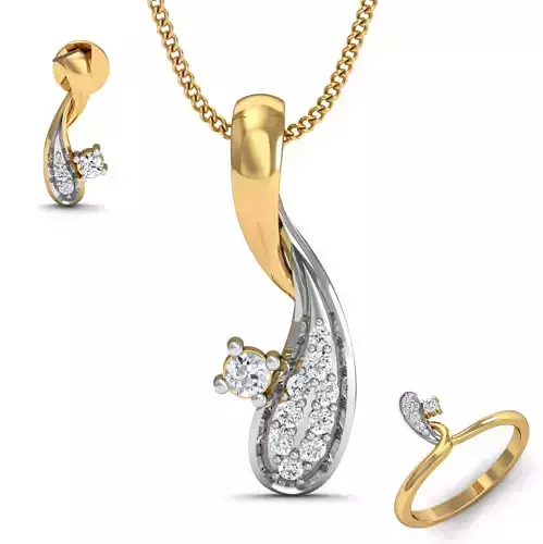 Women ring earrings pendant 3dm stl render detail 3D print model