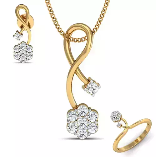 Women ring earrings pendant 3dm stl render detail 3D print model