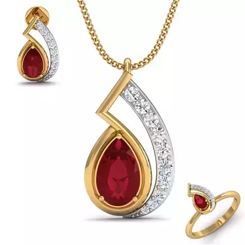 Women ring earrings pendant 3dm stl render detail 3D print model