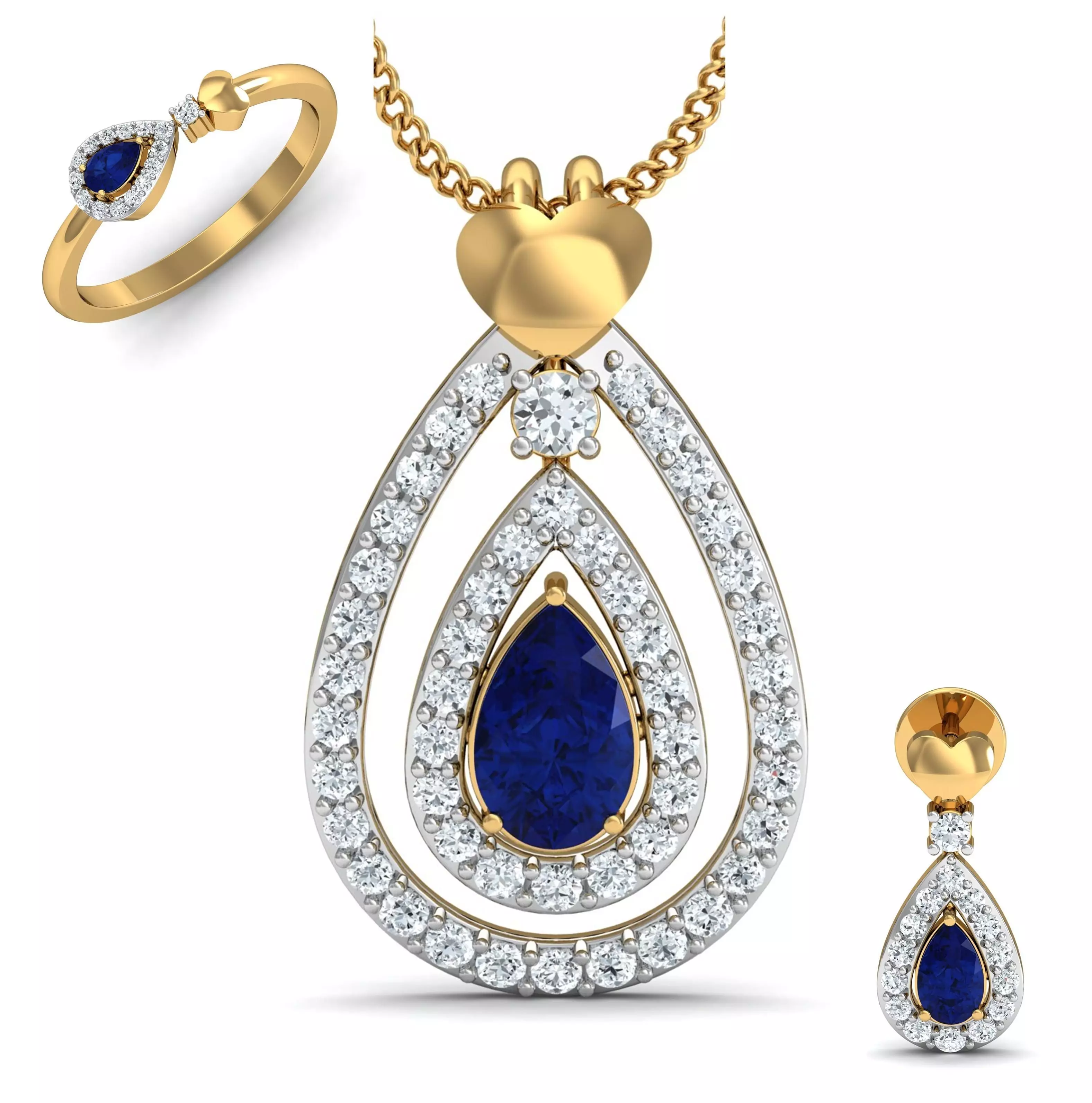 Women ring earrings pendant 3dm stl render detail 3D print model 3D print model_0