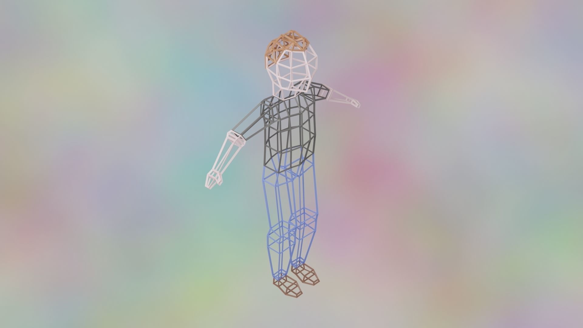 Rigged LowPoly Character Man with T-shirt and jeans 3D model Low-poly 3D model_17