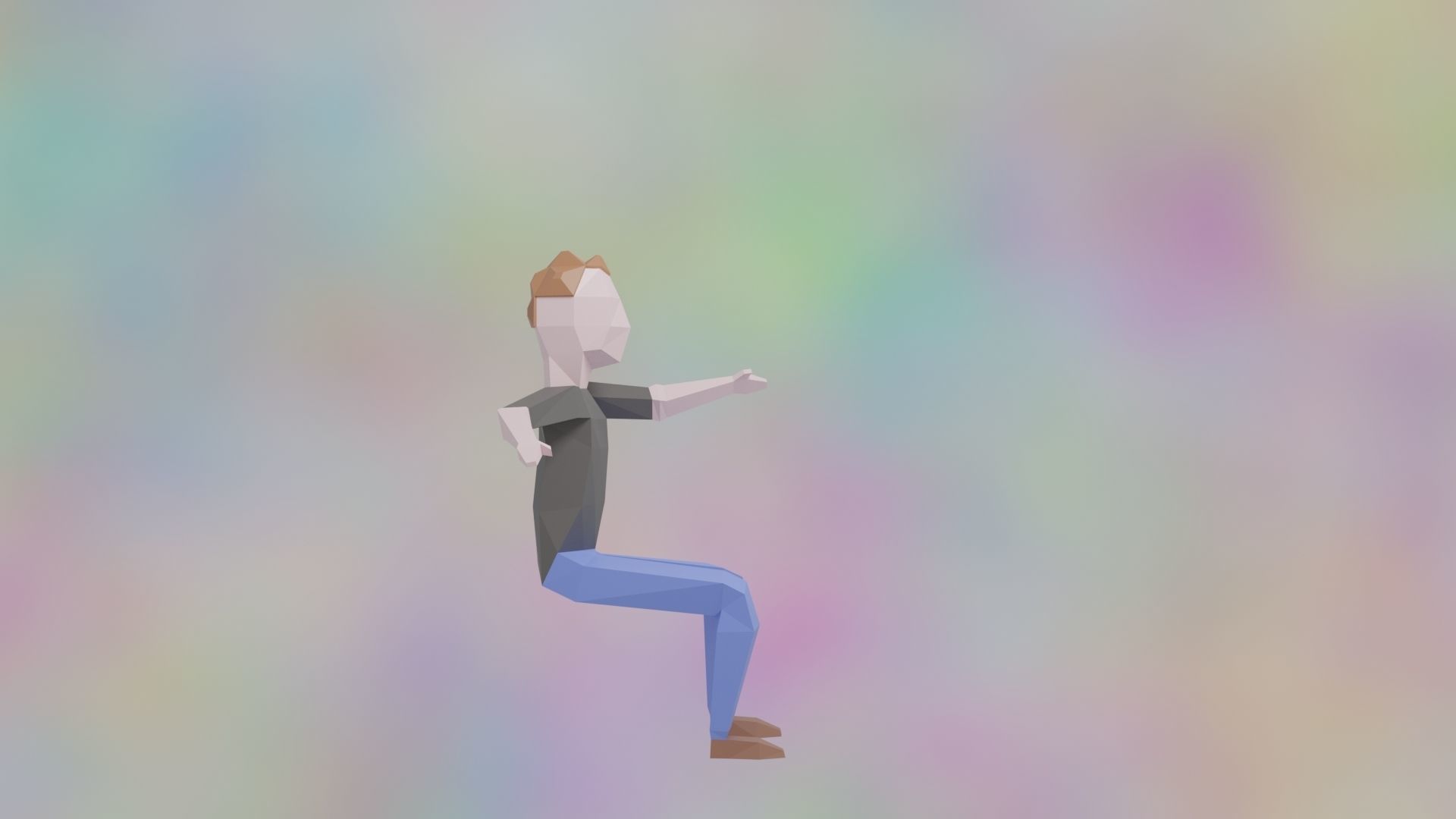 Rigged LowPoly Character Man with T-shirt and jeans 3D model Low-poly 3D model_2