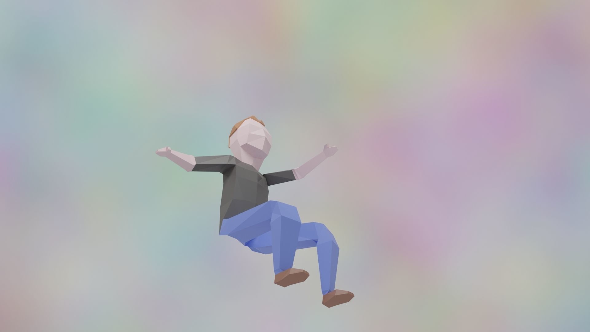 Rigged LowPoly Character Man with T-shirt and jeans 3D model Low-poly 3D model_9