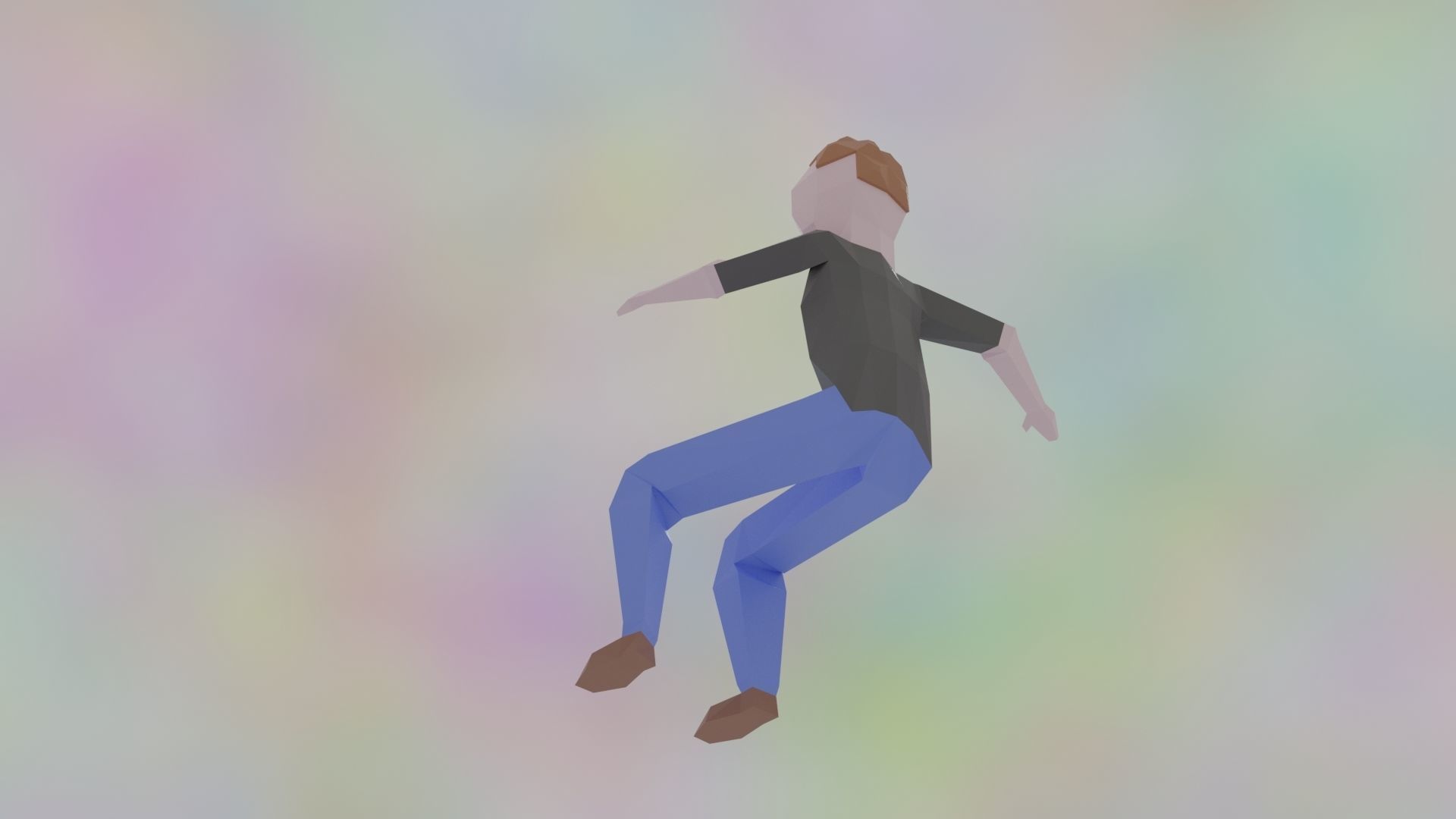 Rigged LowPoly Character Man with T-shirt and jeans 3D model Low-poly 3D model_11