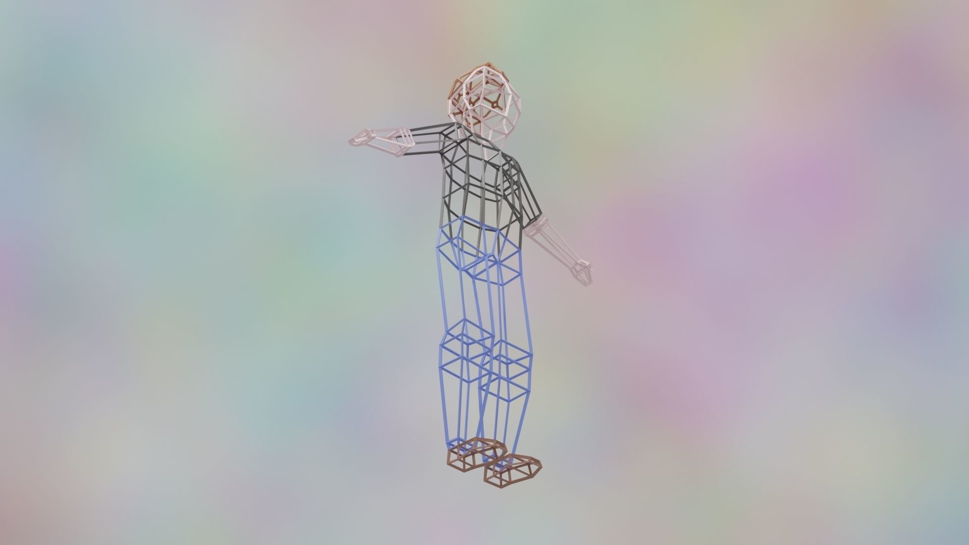 Rigged LowPoly Character Man with T-shirt and jeans 3D model Low-poly 3D model_21