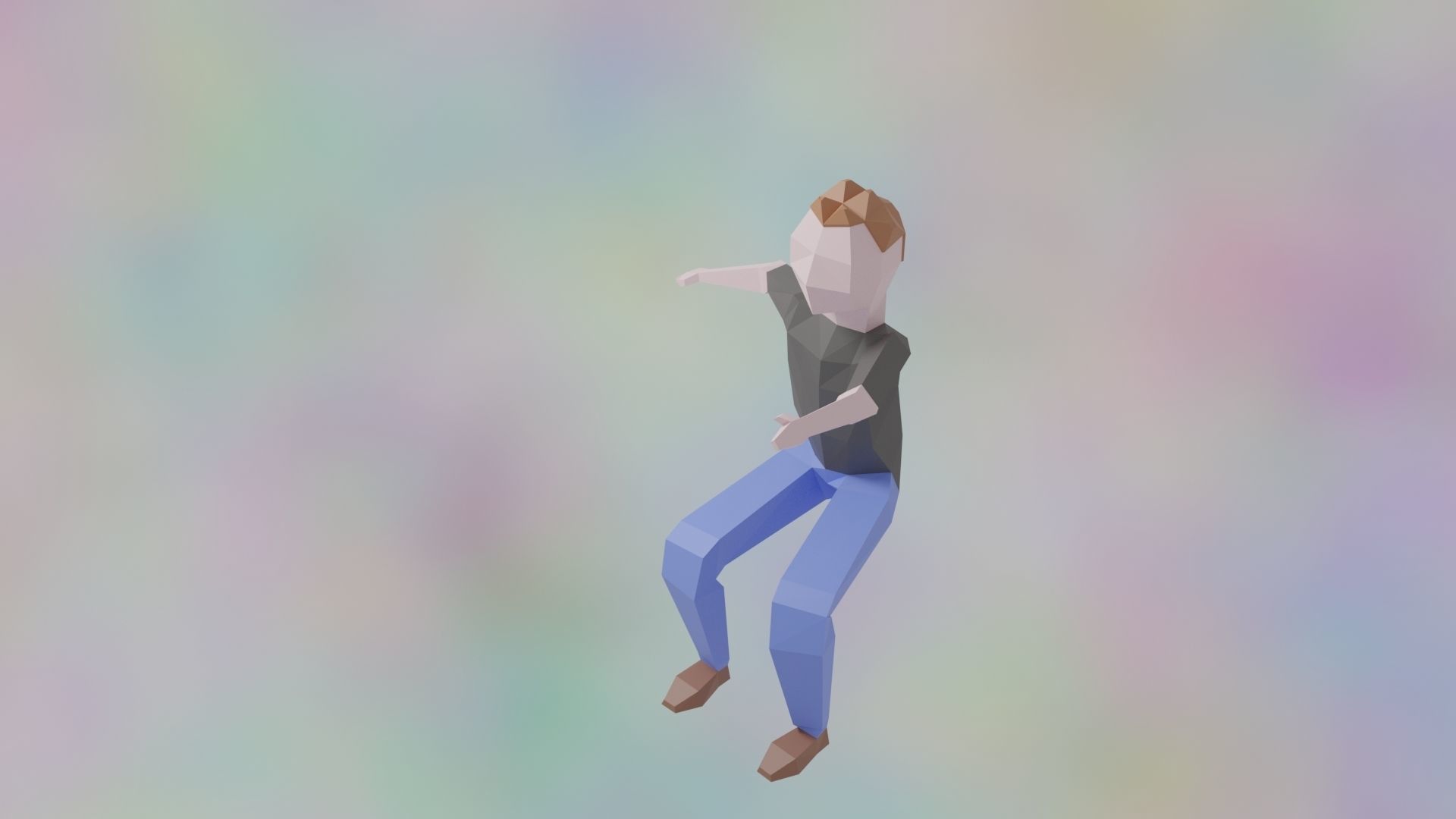 Rigged LowPoly Character Man with T-shirt and jeans 3D model Low-poly 3D model_4