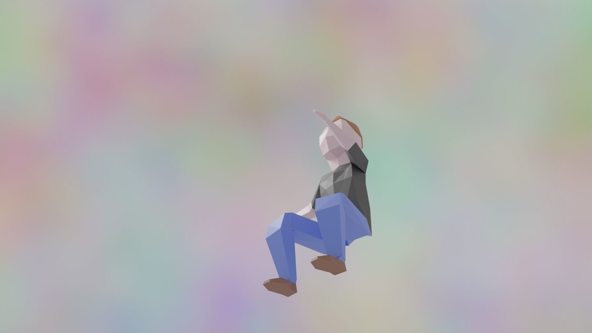 Rigged LowPoly Character Man with T-shirt and jeans 3D model Low-poly 3D model_8