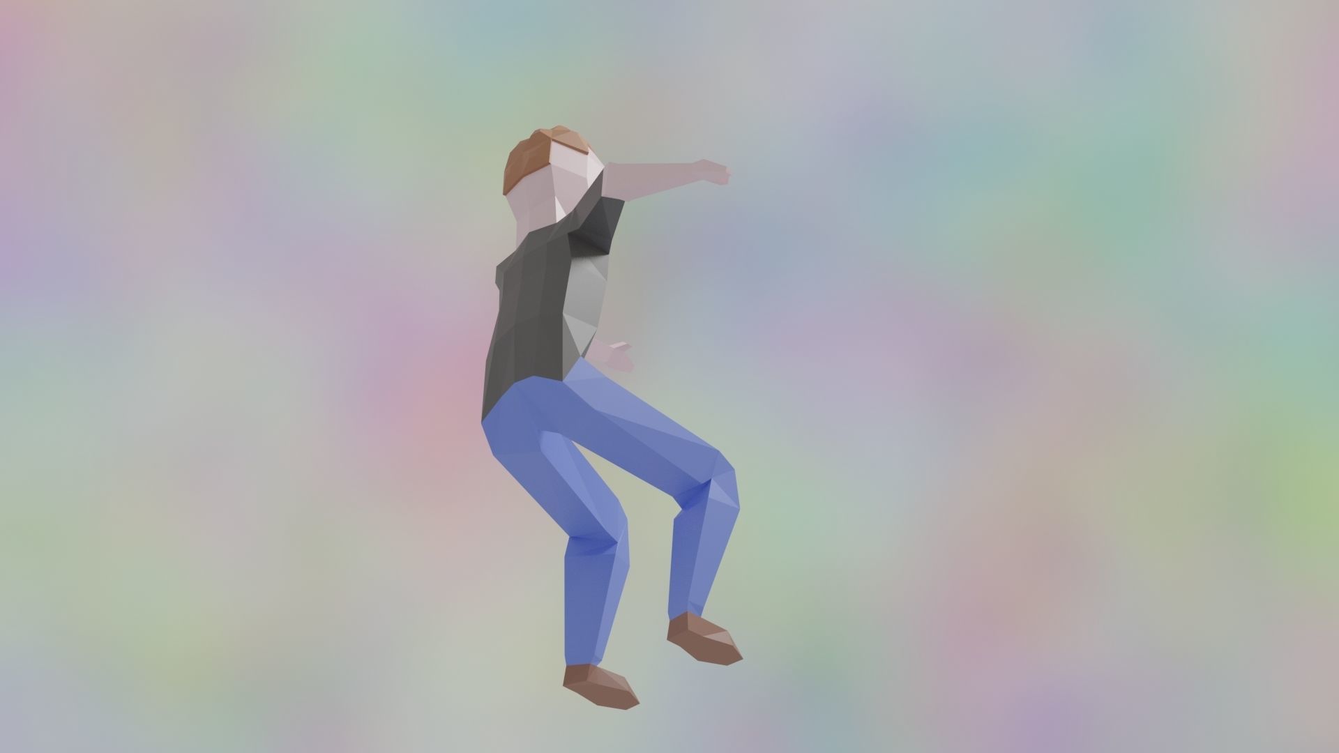 Rigged LowPoly Character Man with T-shirt and jeans 3D model Low-poly 3D model_10