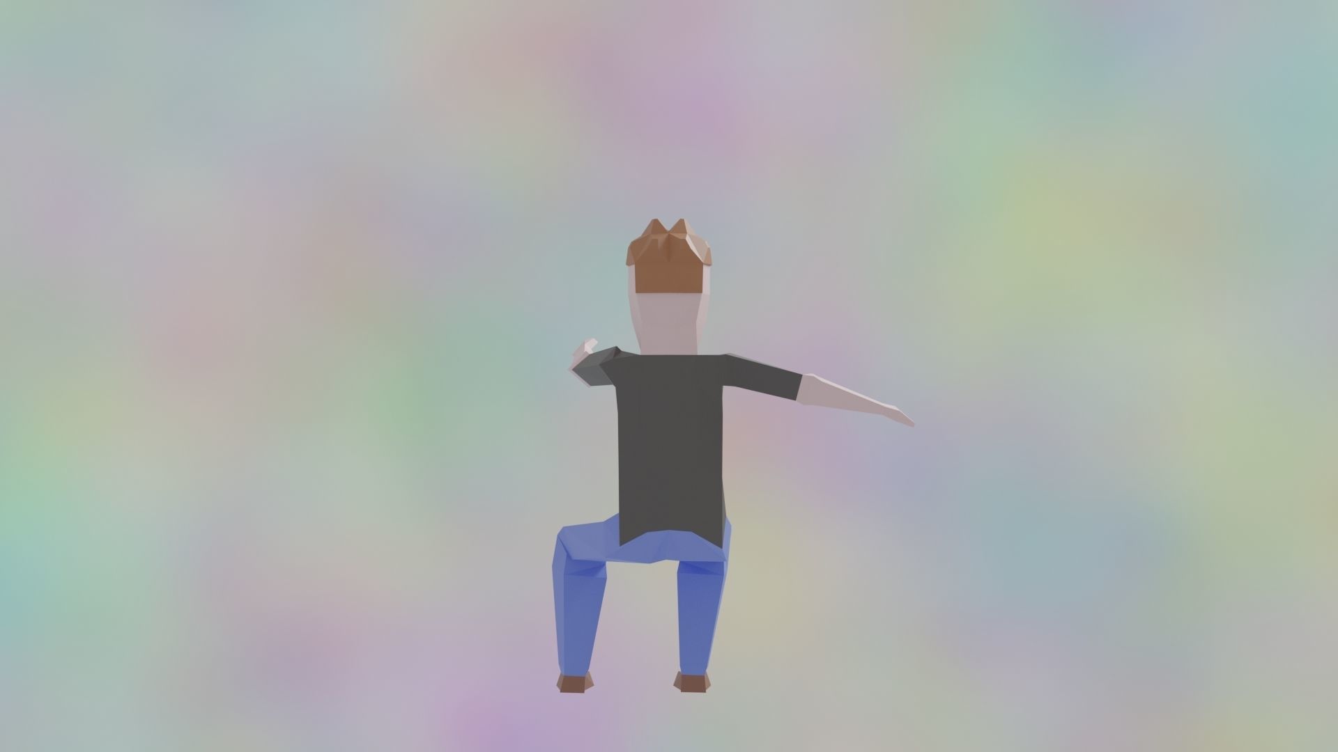 Rigged LowPoly Character Man with T-shirt and jeans 3D model Low-poly 3D model_1
