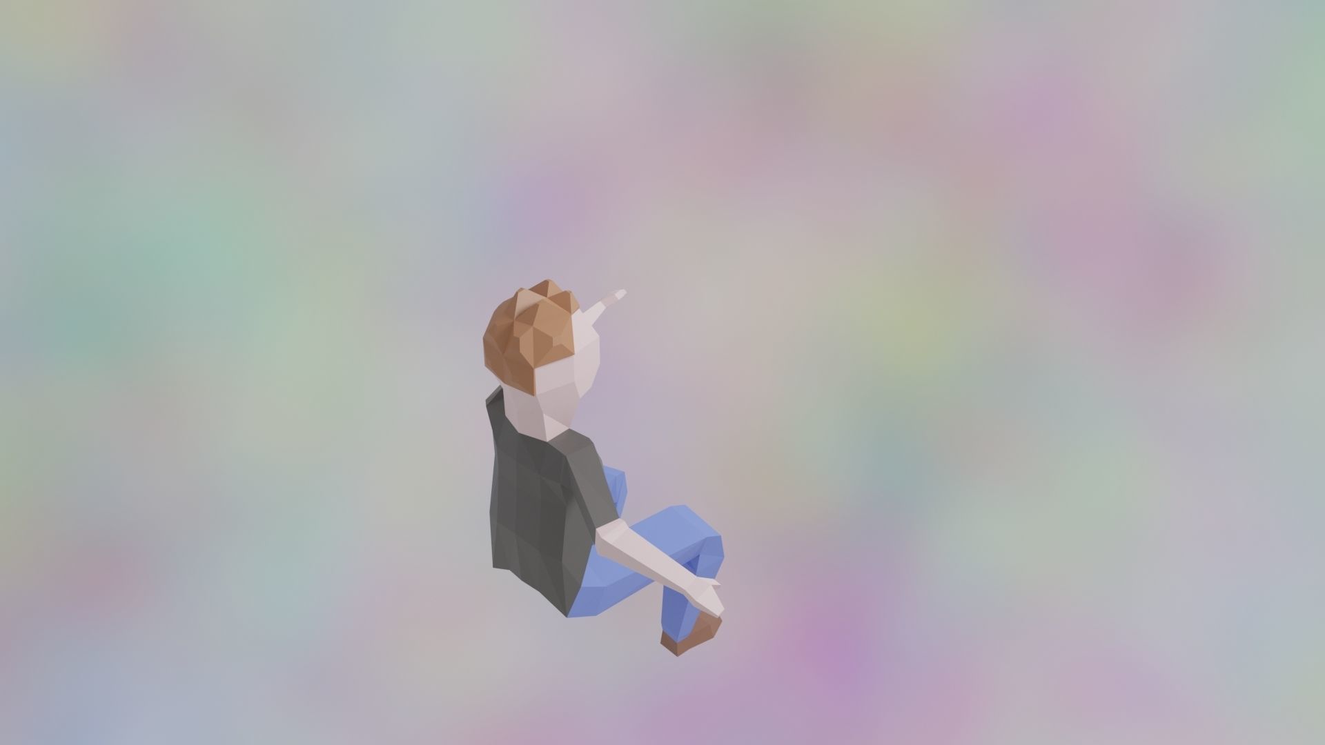 Rigged LowPoly Character Man with T-shirt and jeans 3D model Low-poly 3D model_6