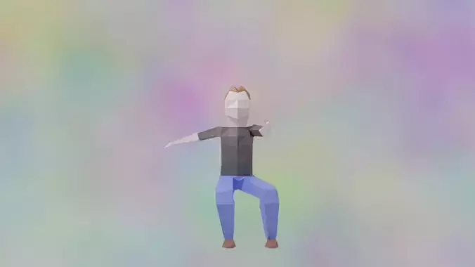 Rigged LowPoly Character Man with T-shirt and jeans 3D model