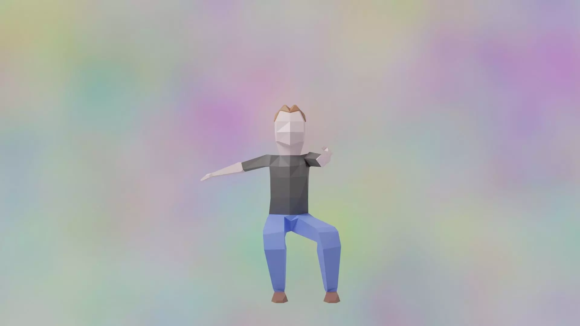 Rigged LowPoly Character Man with T-shirt and jeans 3D model Low-poly 3D model_0