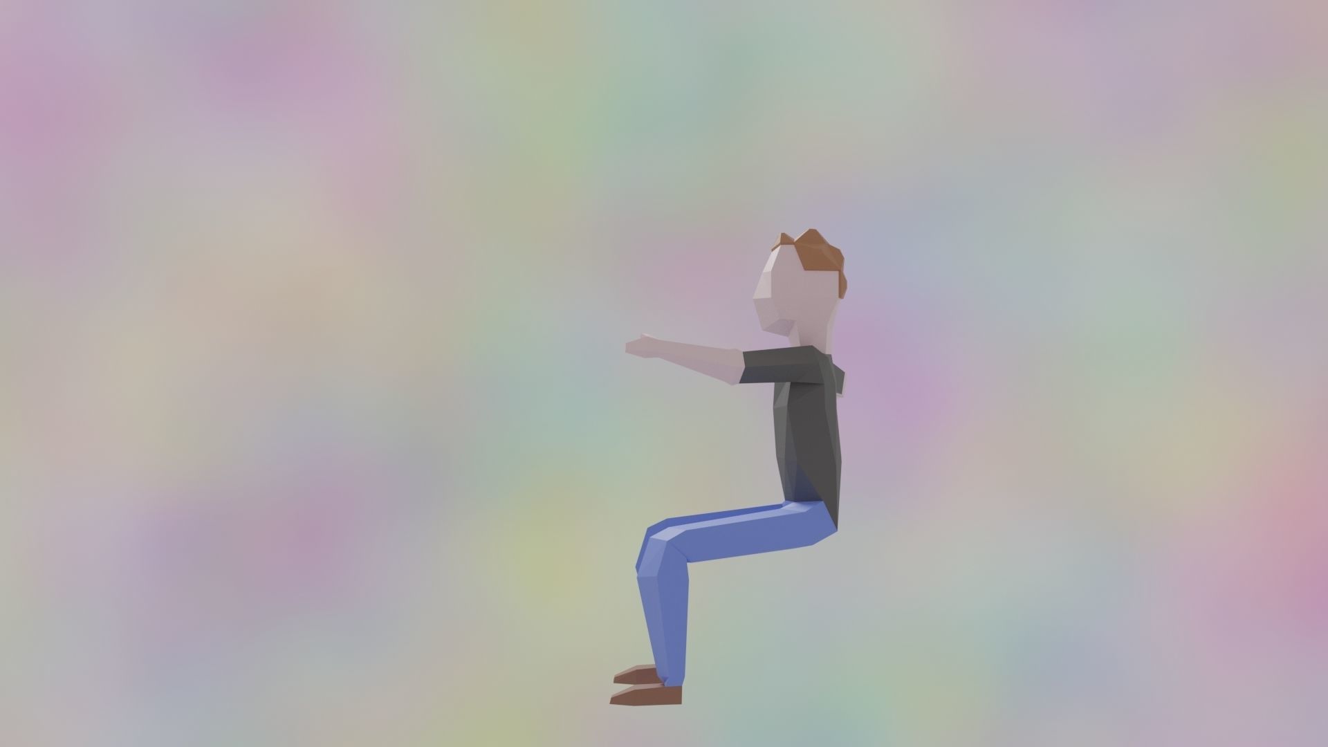 Rigged LowPoly Character Man with T-shirt and jeans 3D model Low-poly 3D model_3