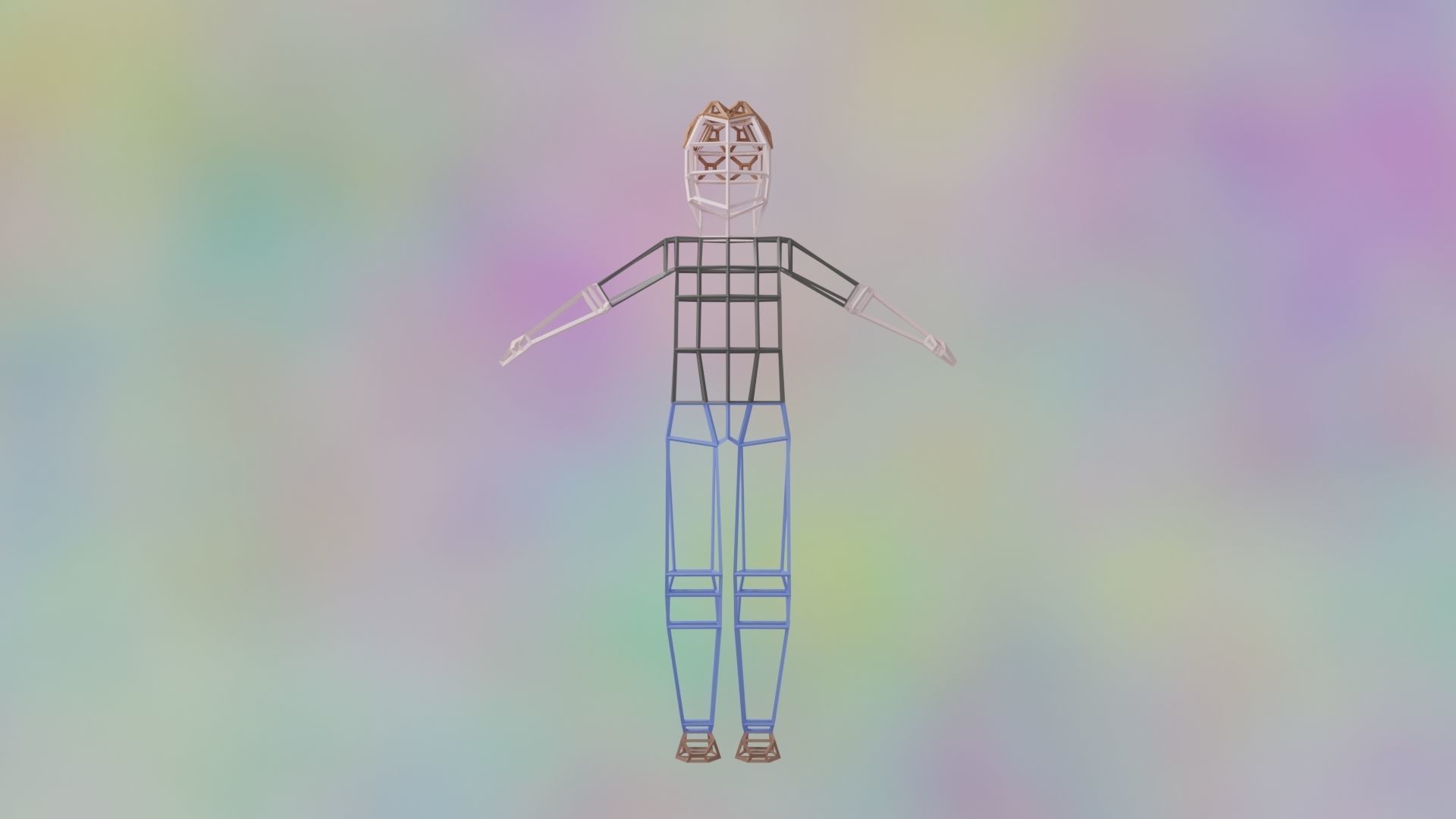 Rigged LowPoly Character Man with T-shirt and jeans 3D model Low-poly 3D model_12