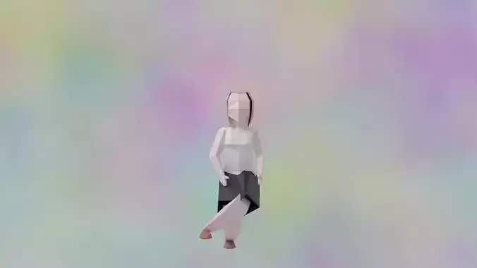 3D Rigged LowPoly Character Woman with skirt and tank top model Low-poly 3D model