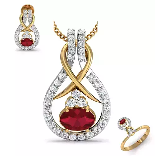 Women ring earrings pendant 3dm stl render detail 3D print model