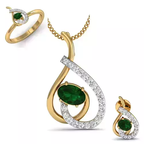 Women ring earrings pendant 3dm stl render detail 3D print model