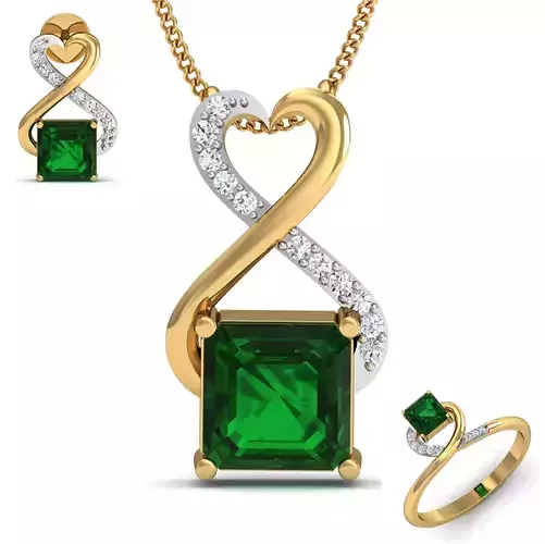 Women ring earrings pendant 3dm stl render detail 3D print model 3D print model
