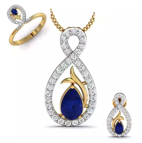 Women ring earrings pendant 3dm stl render detail 3D print model