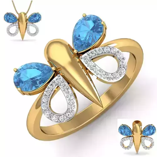 Women ring earrings pendant 3dm stl render detail 3D print model