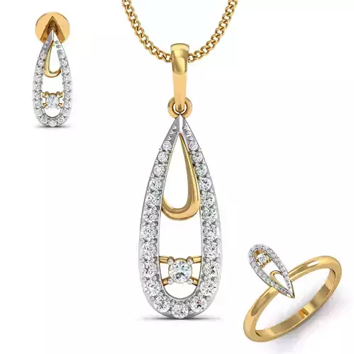 Women ring earrings pendant 3dm stl render detail 3D print model