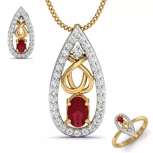 Women ring earrings pendant 3dm stl render detail 3D print model