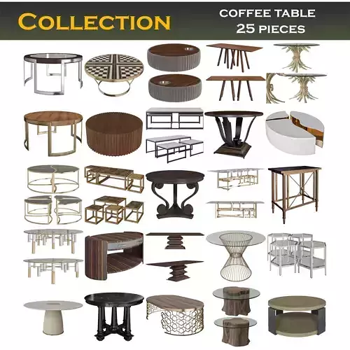 coffee table Collection 25 pieces 3d model
