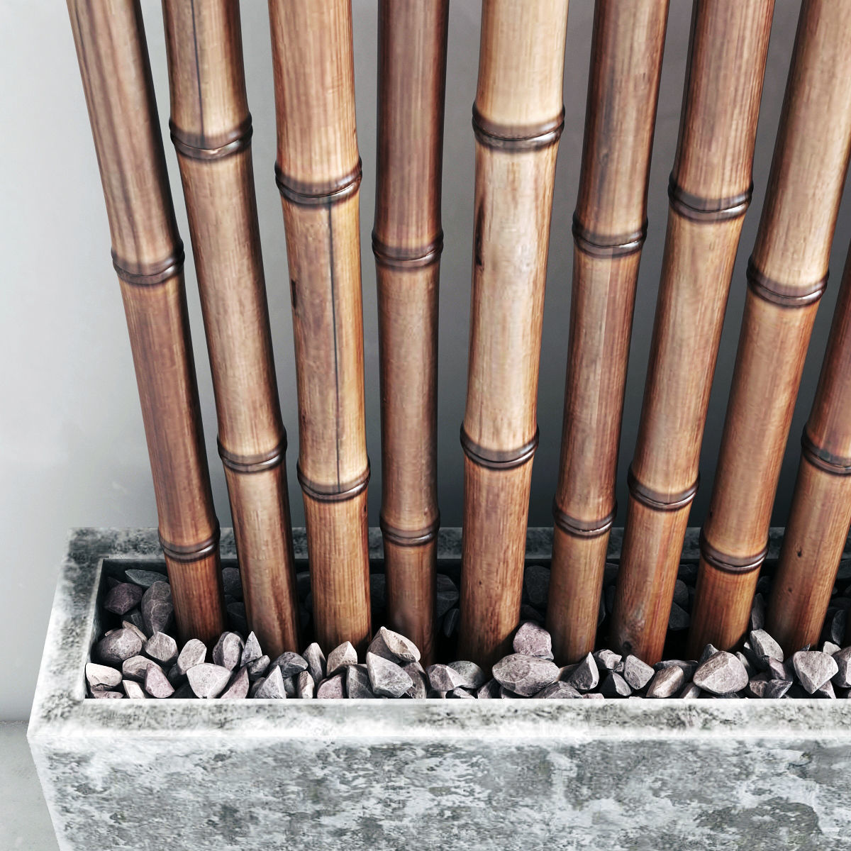 Bamboo decor gravel pebble fundament concrete 3D model_5