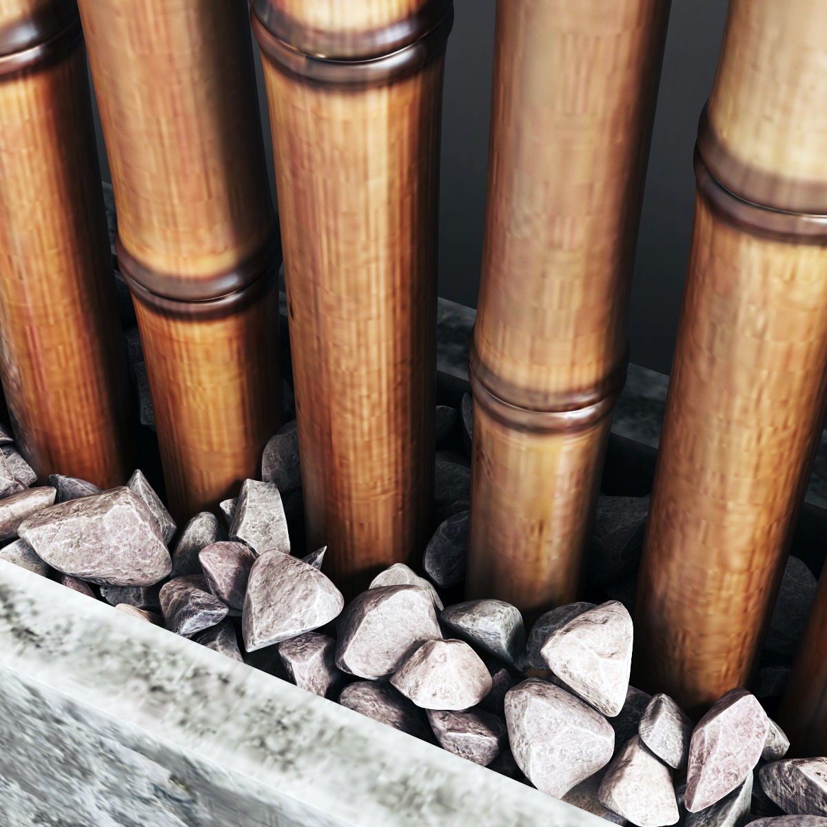 Bamboo decor gravel pebble fundament concrete 3D model_6