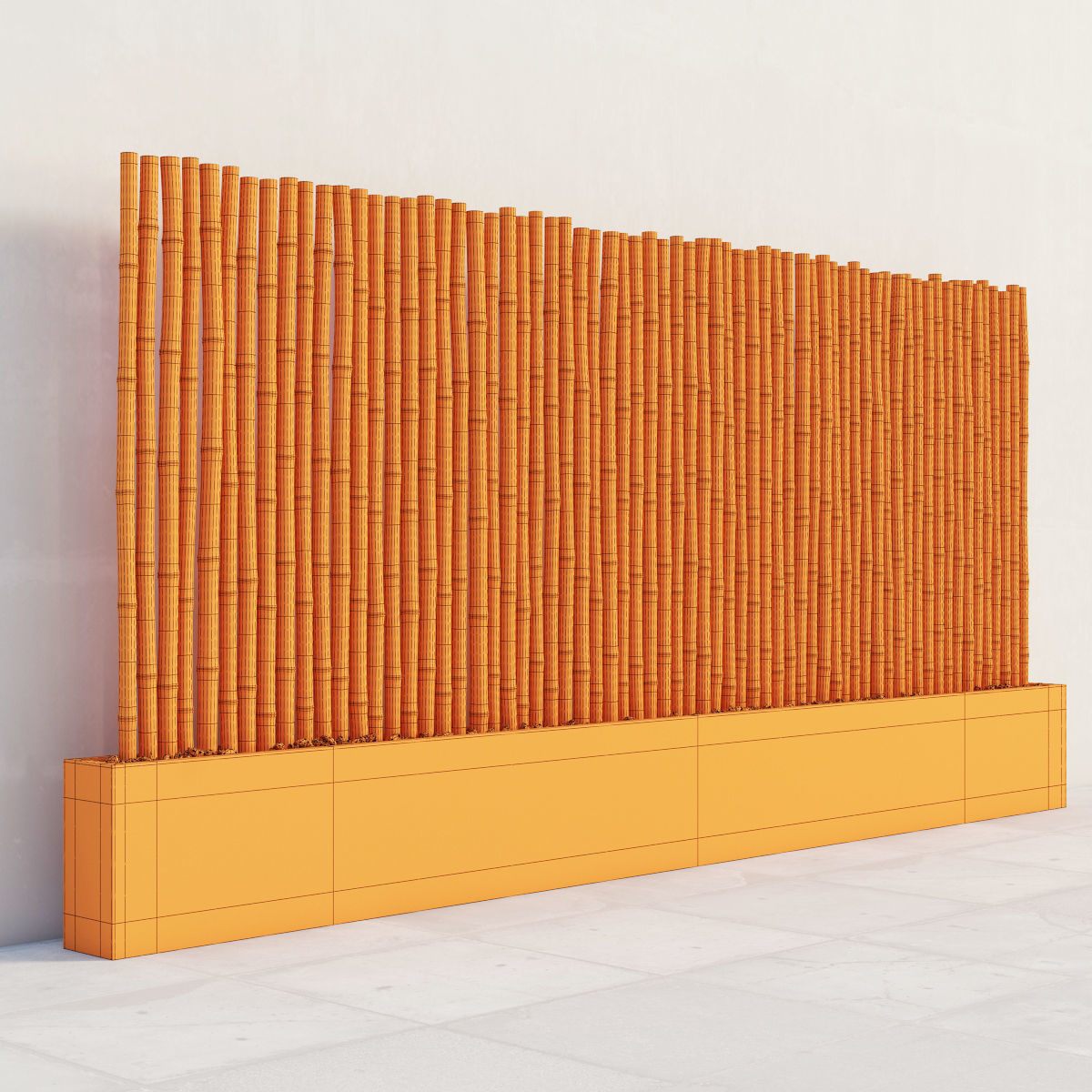 Bamboo decor gravel pebble fundament concrete 3D model_8