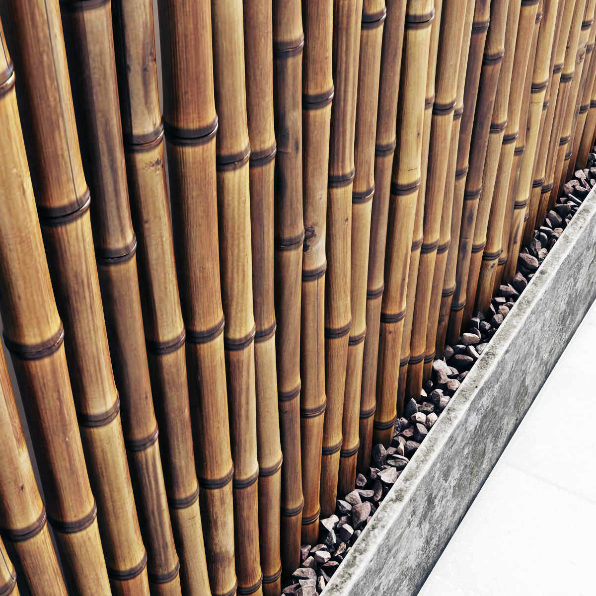 Bamboo decor gravel pebble fundament concrete 3D model_4