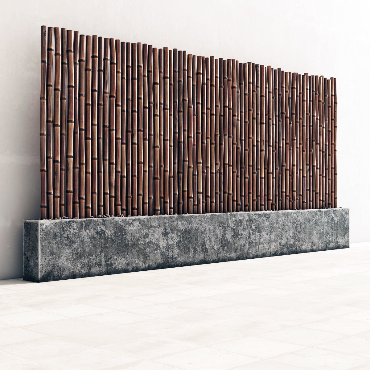 Bamboo decor gravel pebble fundament concrete 3D model_1