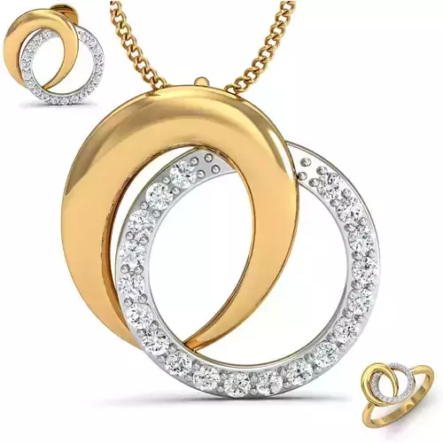 Women ring earrings pendant 3dm stl render detail 3D print model