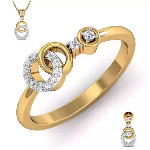 Women ring earrings pendant 3dm stl render detail 3D print model