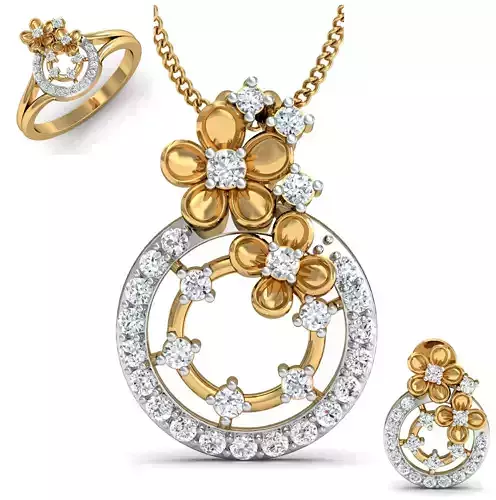 Women ring earrings pendant 3dm stl render detail 3D print model